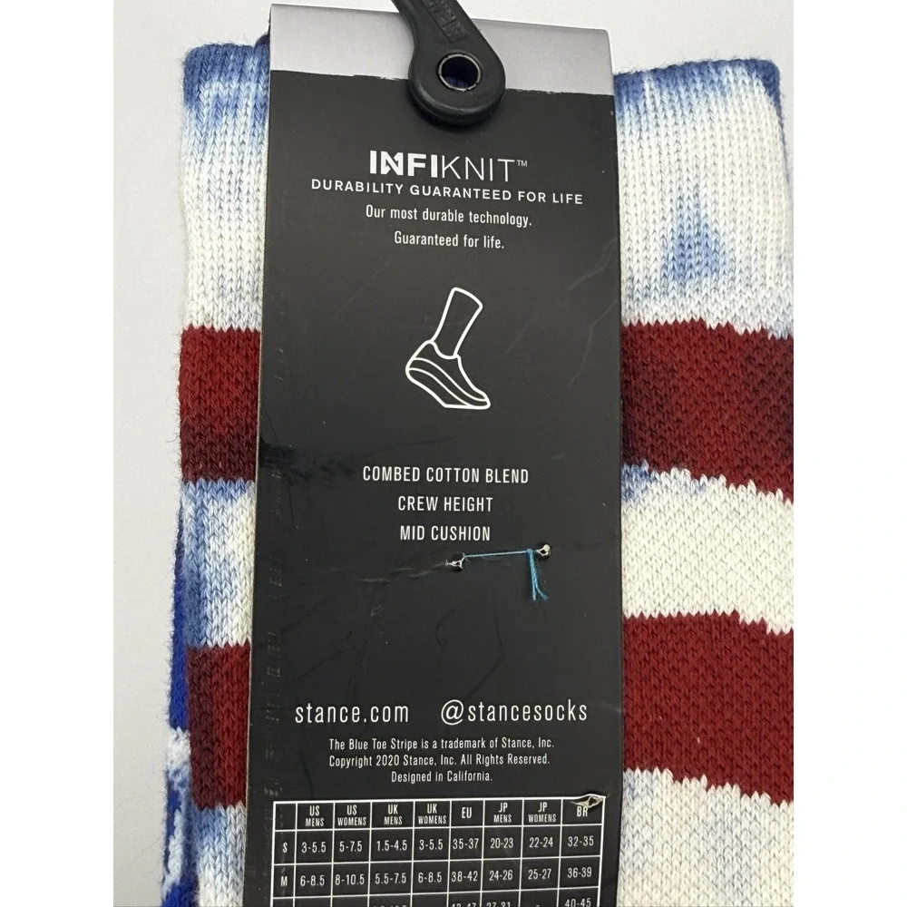 Stance The Banner Crew Socks Medium Navy Red White USA Infiknit A556A21BAN